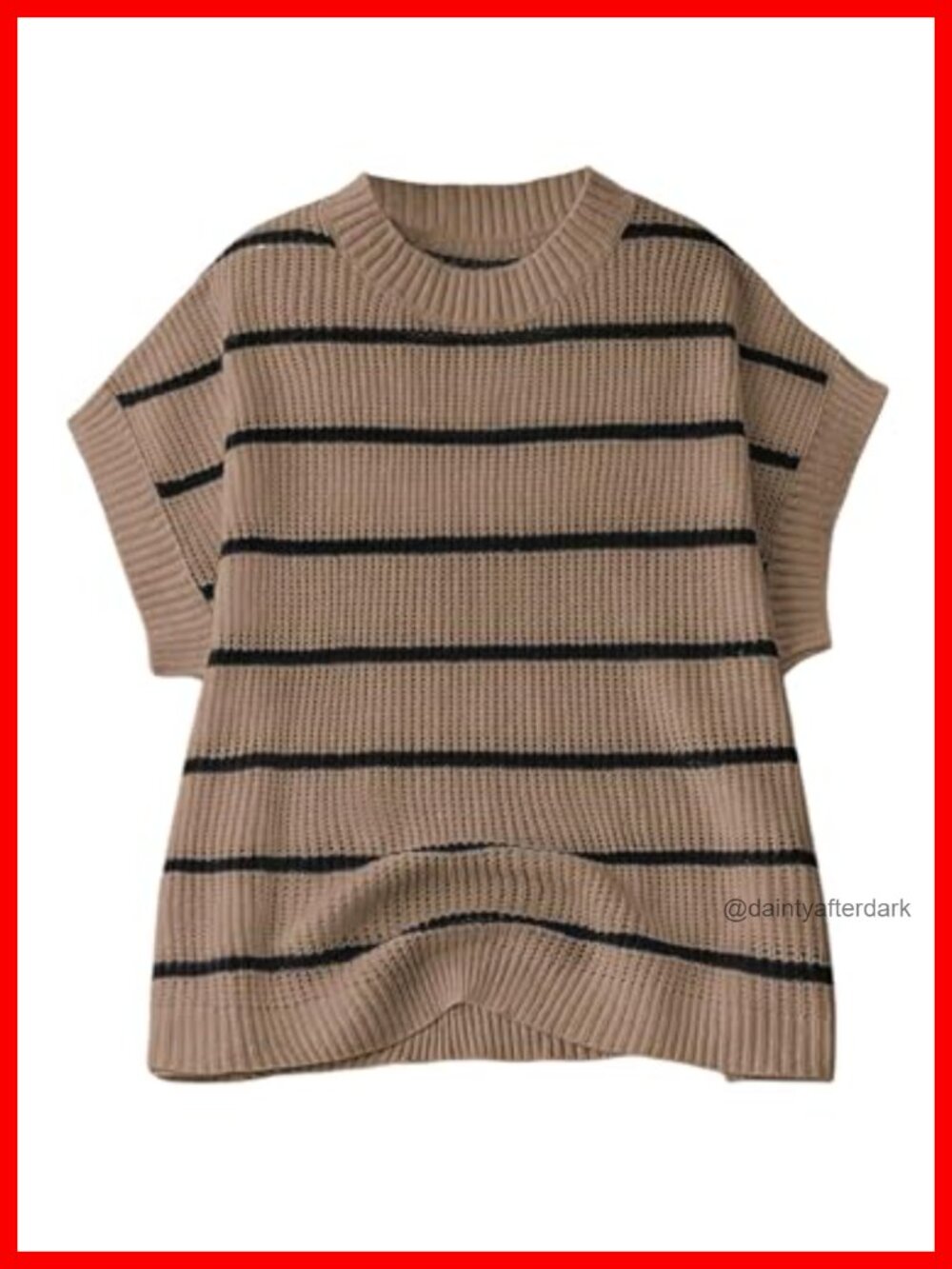 Striped Short Sleeve Sweater Vest Plus Size Oversized Knit Pullover